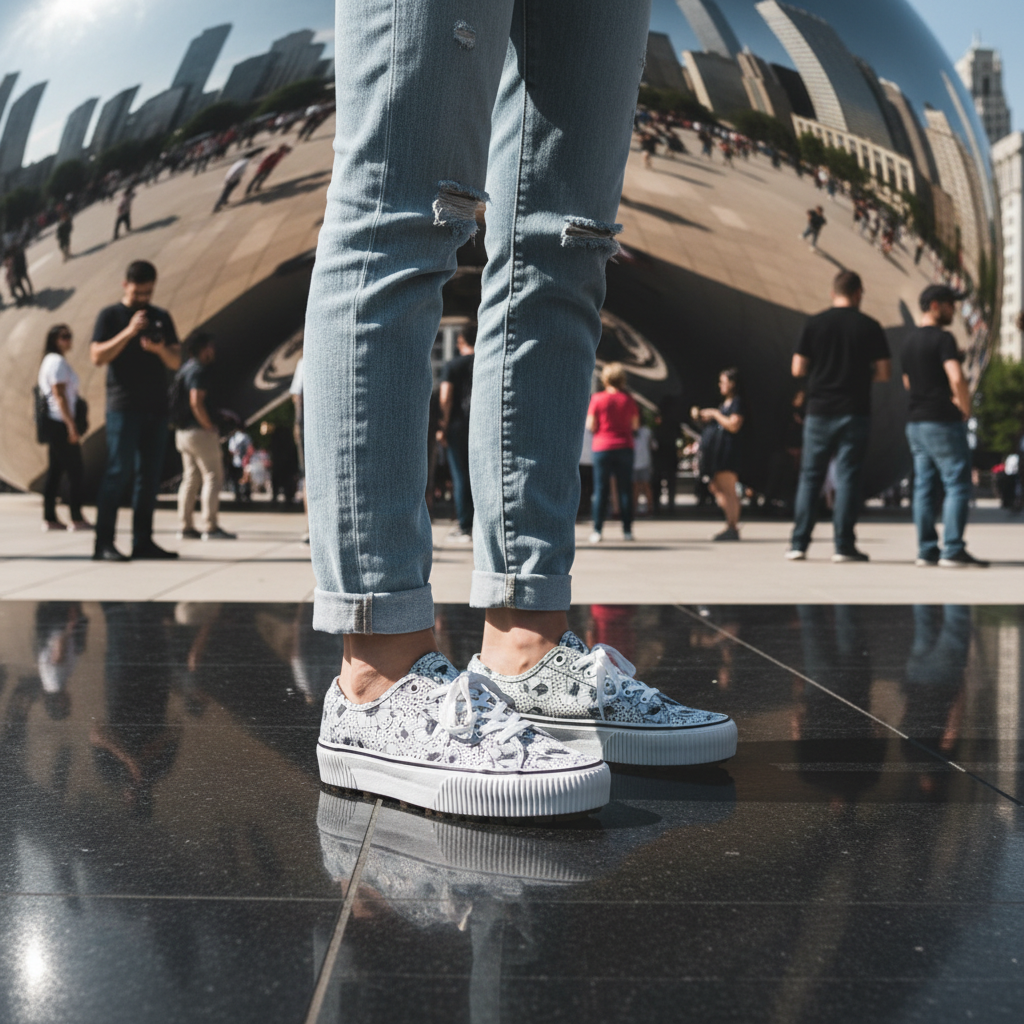 Vans Womens Floral Leather Shoes: Chicago's Bloom on the Pavement - Built for the Windy City Grind in Chicago, IL