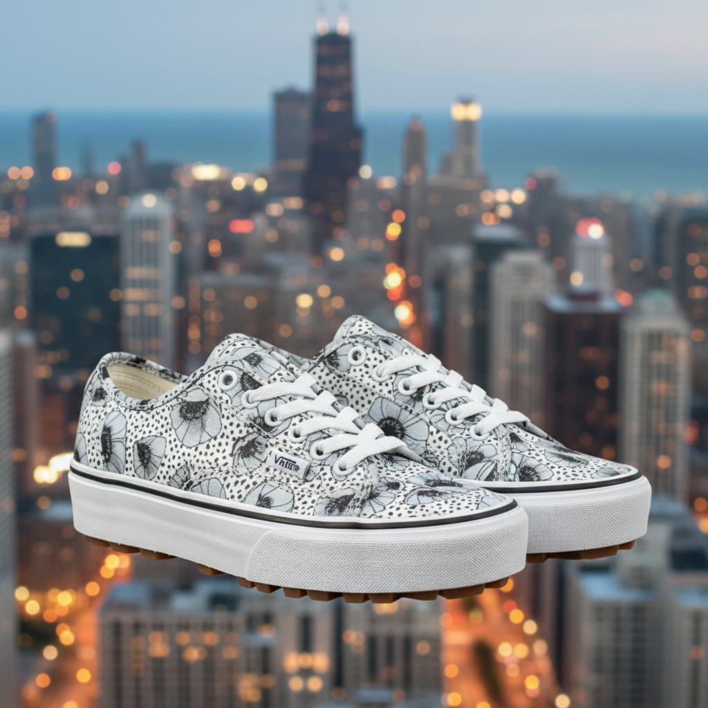 Vans Womens Floral Leather Shoes: Chicago's Bloom on the Pavement - Unboxing in Chicago, IL in Chicago, IL